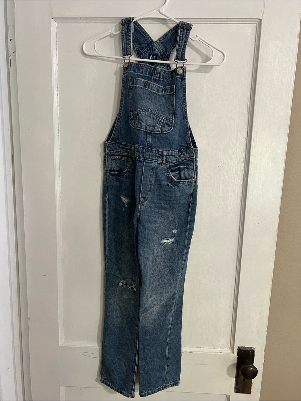 GAP kids Distressed Blue Denim Overalls